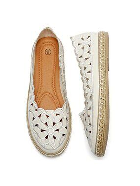 Daisy Cut-Out Ballet Flats Round Toe Slip On Rope Loafer Breathable Casual